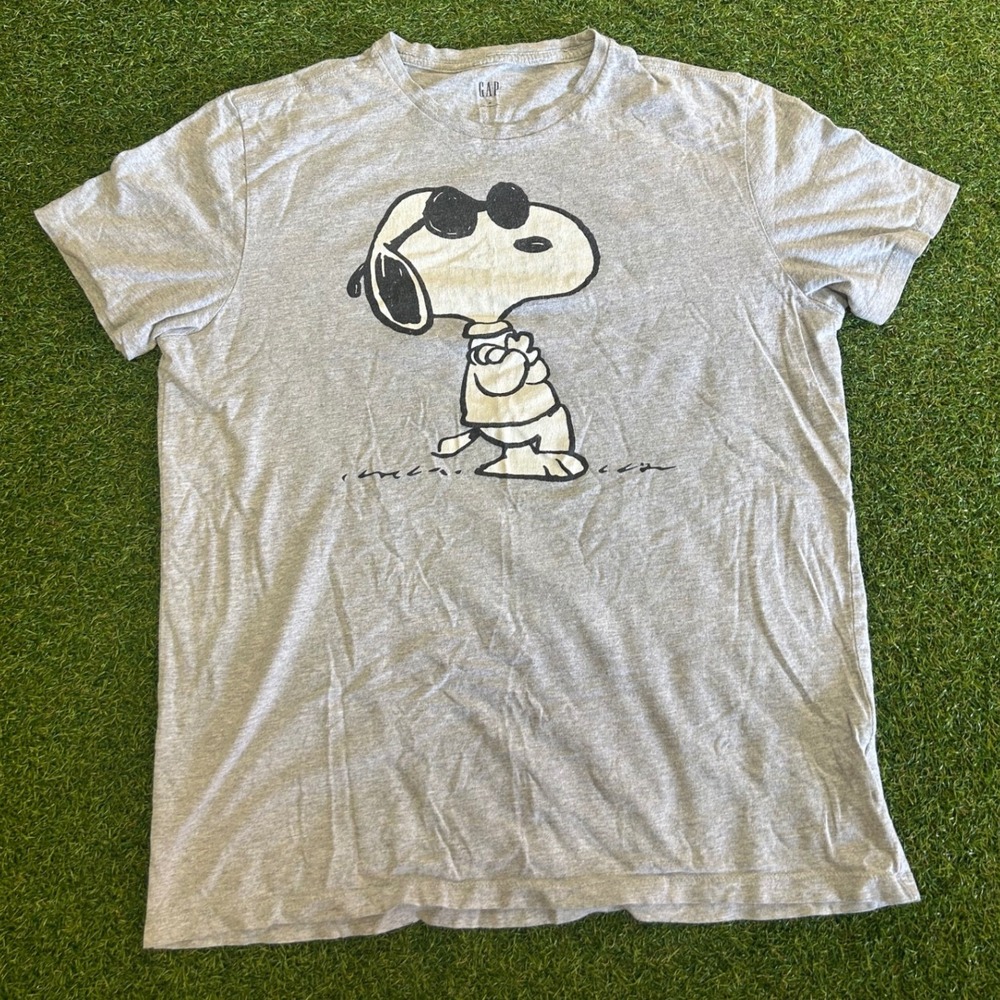 Gap Peanuts Joe Cool Snoopy Graphic T-Shirt Gray Mens Medium Short Sleeve Tee